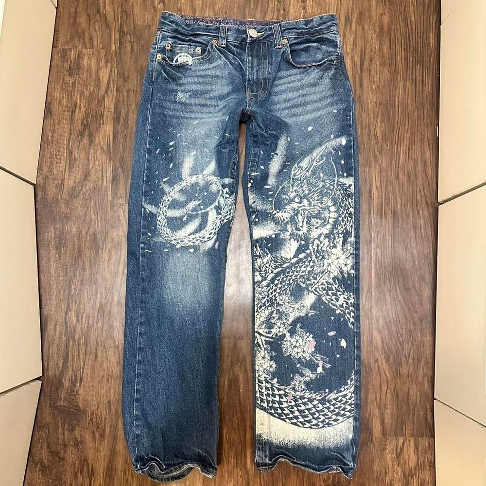 Buden Shouten RARE Y2K Vintage Jeans with Traditional Dragon Print